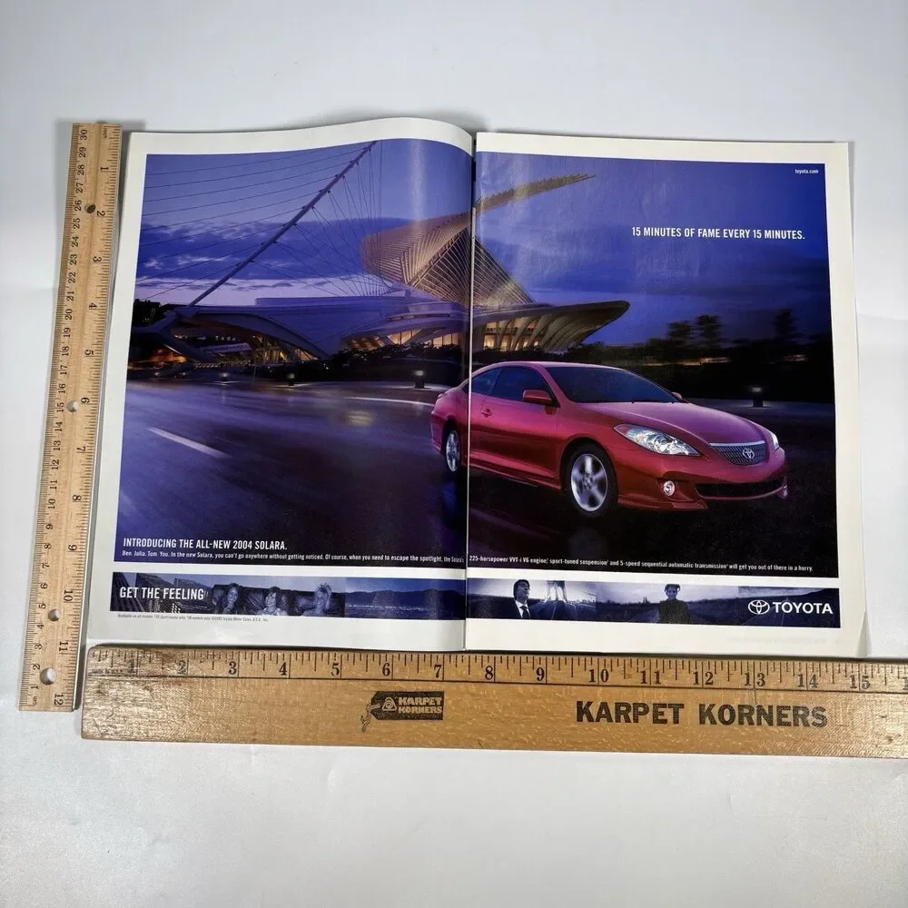 toyota solara 2004 Print Ad Pinup Art Vintage Magazine 2 Page Car Advertisement
